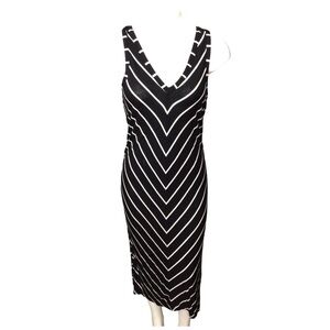 Guess Black and White Chevron Midi Dress